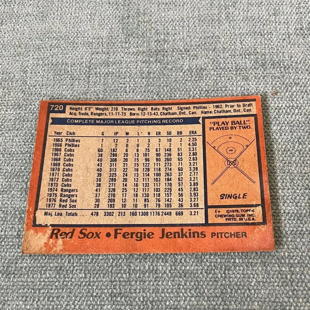 1978 Topps Red Sox Baseball Card Trading Card